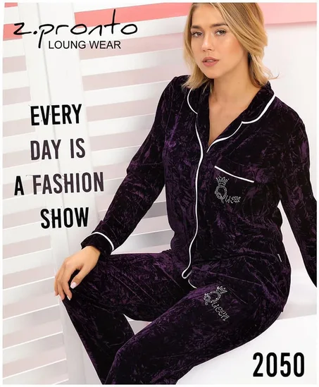 ‎بيجامة بيتي شتوي قطيفة‎