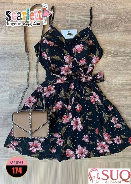 فستان خروج صيفي حمالات قصير من مصنع سكارليت