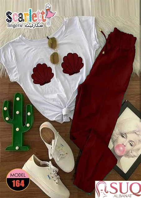 طقم نادي قطعتين بنطلون وتيشيرت من مصنع سكارليت