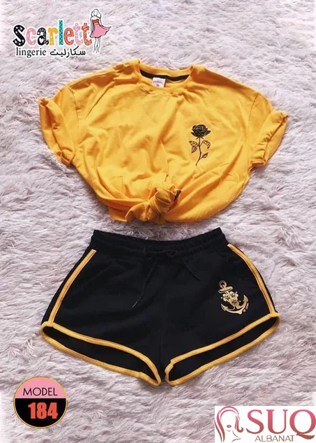 لانجيري قطعتين شورت وتيشيرت