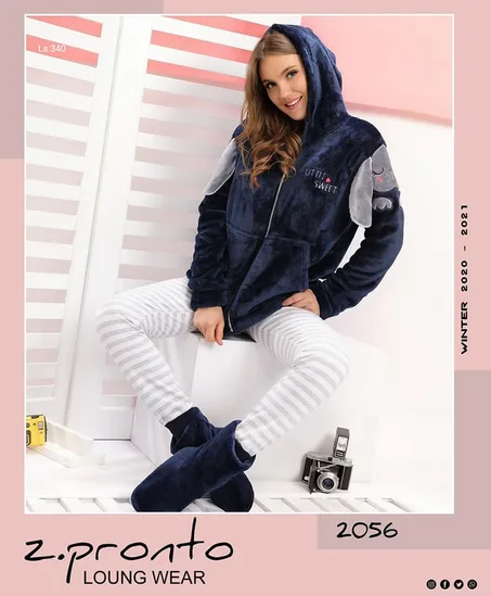 ‎بيجامة بيتي شتوي بولار فرو مستورد