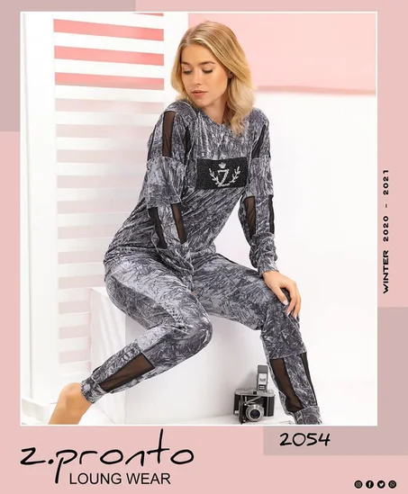 كوري ‎بيجامة بيتي شتوي قطيفة‎