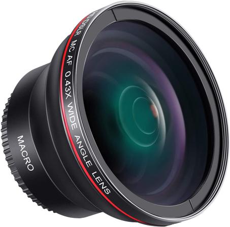 58 MM 0.43x Professionnel HD Grand Angle Lentille w/Macro Partie pour Canon EOS Rebel 77D T7i T6s T6i T6 T5i T5 T4i T3i SL2 60D 7D 70D