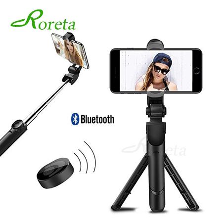 Roreta 3 en 1 sans fil Bluetooth Selfie bâton pliable Mini trépied extensible monopode avec télécommande pour iPhone IOS Android