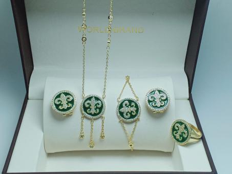 طقم نسائي من بديل الذهب التركي عالي الجودة 5 في 1