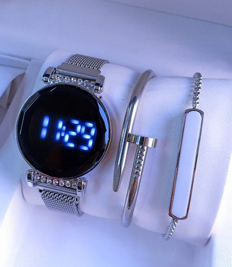 جديد 2021 أونصومبل بساعة الكترونية + كرميت + براسلي clou