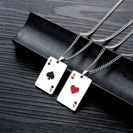 Tunnel Accessory Ace Of Spades Necklace Poker Pendant Stainless Steel Casino Playing Cards