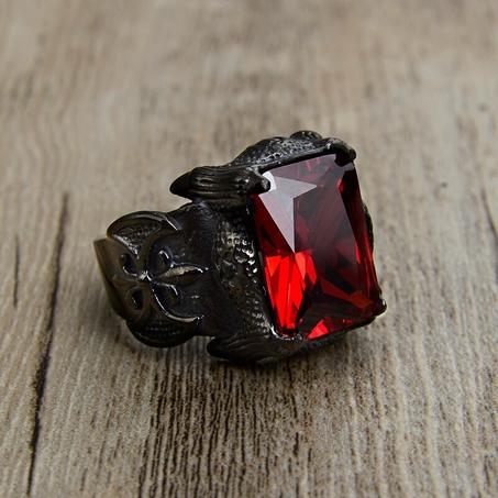 Tunnel Accessory Big Stones Black Dragon Claw Vintage Ring Unisex Stainless Steel Punk Ring