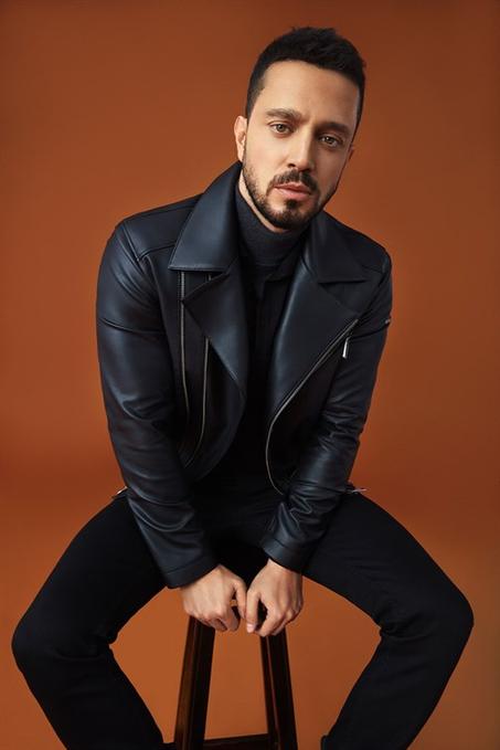 Men's Wrap Collar Zipped Leather Coat