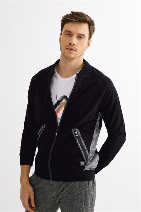 Men's Bomber Collar Zipped Sweatshirt
