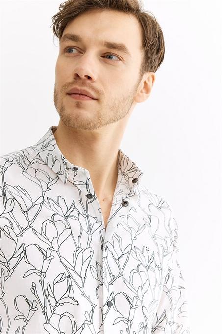 Men's Floral Print Slim Fit Shirt
