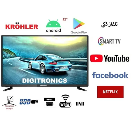 KRÖHLER  32'' SMART TV Androide   Récepteur TNT WIFI HDMI - - Garantie 1 An