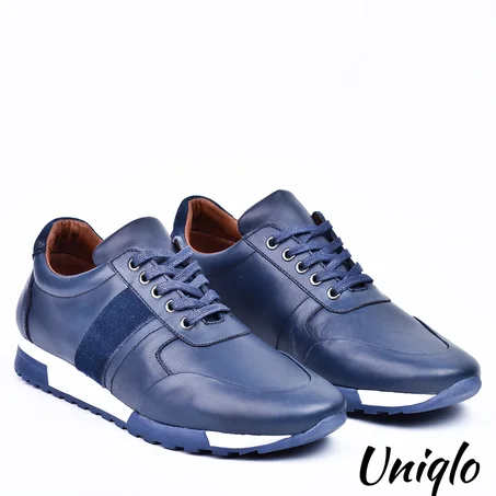 Baskets en cuir Bleu