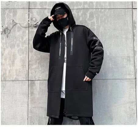 Streetwear black hooded jacket
