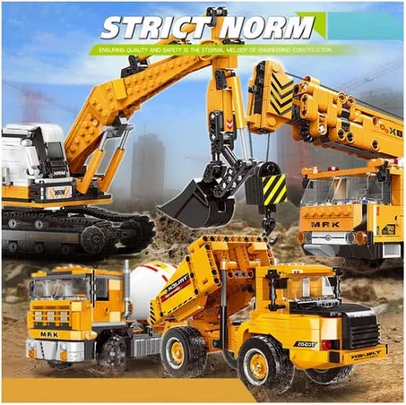 City construction toys truck, crane and bulldozer