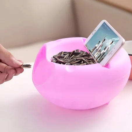 Plastic snack bowl & cell phone holder