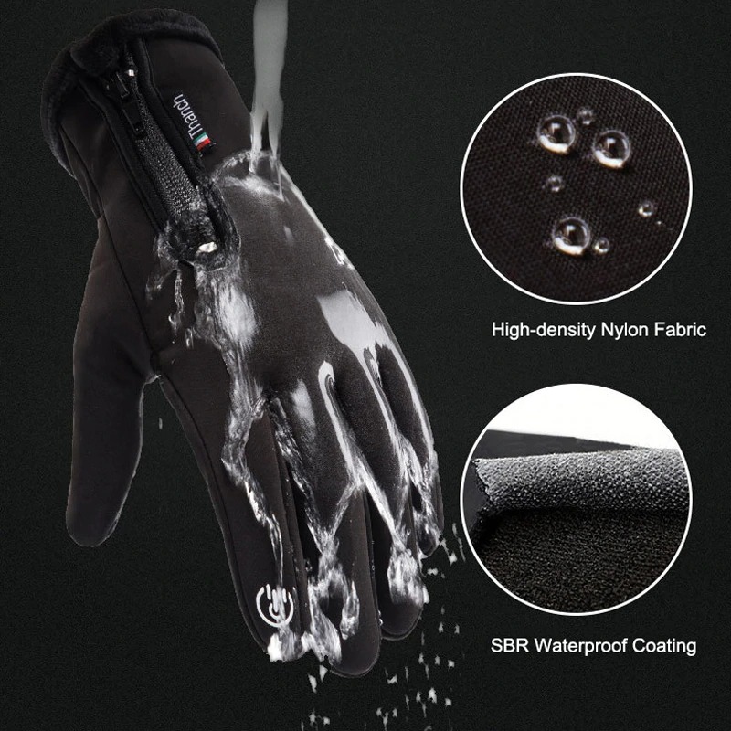 Cold-proof Ski Gloves Waterproof Winter Gloves Cycling Fluff Warm Gloves For Touchscreen Cold Weather Windproof Anti Slip
