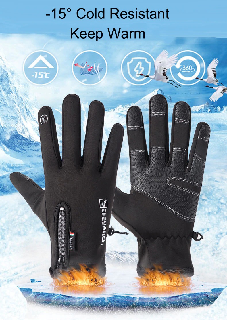 Cold-proof Ski Gloves Waterproof Winter Gloves Cycling Fluff Warm Gloves For Touchscreen Cold Weather Windproof Anti Slip