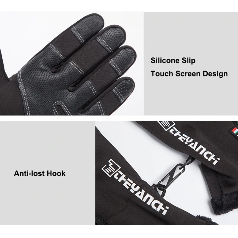 Cold-proof Ski Gloves Waterproof Winter Gloves Cycling Fluff Warm Gloves For Touchscreen Cold Weather Windproof Anti Slip