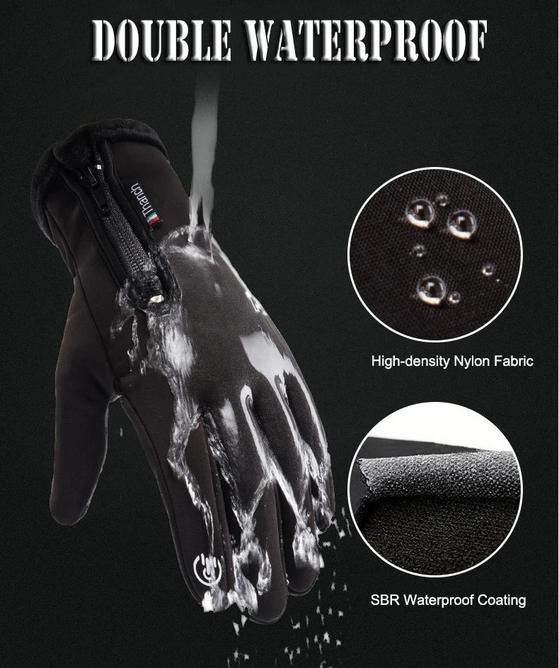 Cold-proof Ski Gloves Waterproof Winter Gloves Cycling Fluff Warm Gloves For Touchscreen Cold Weather Windproof Anti Slip