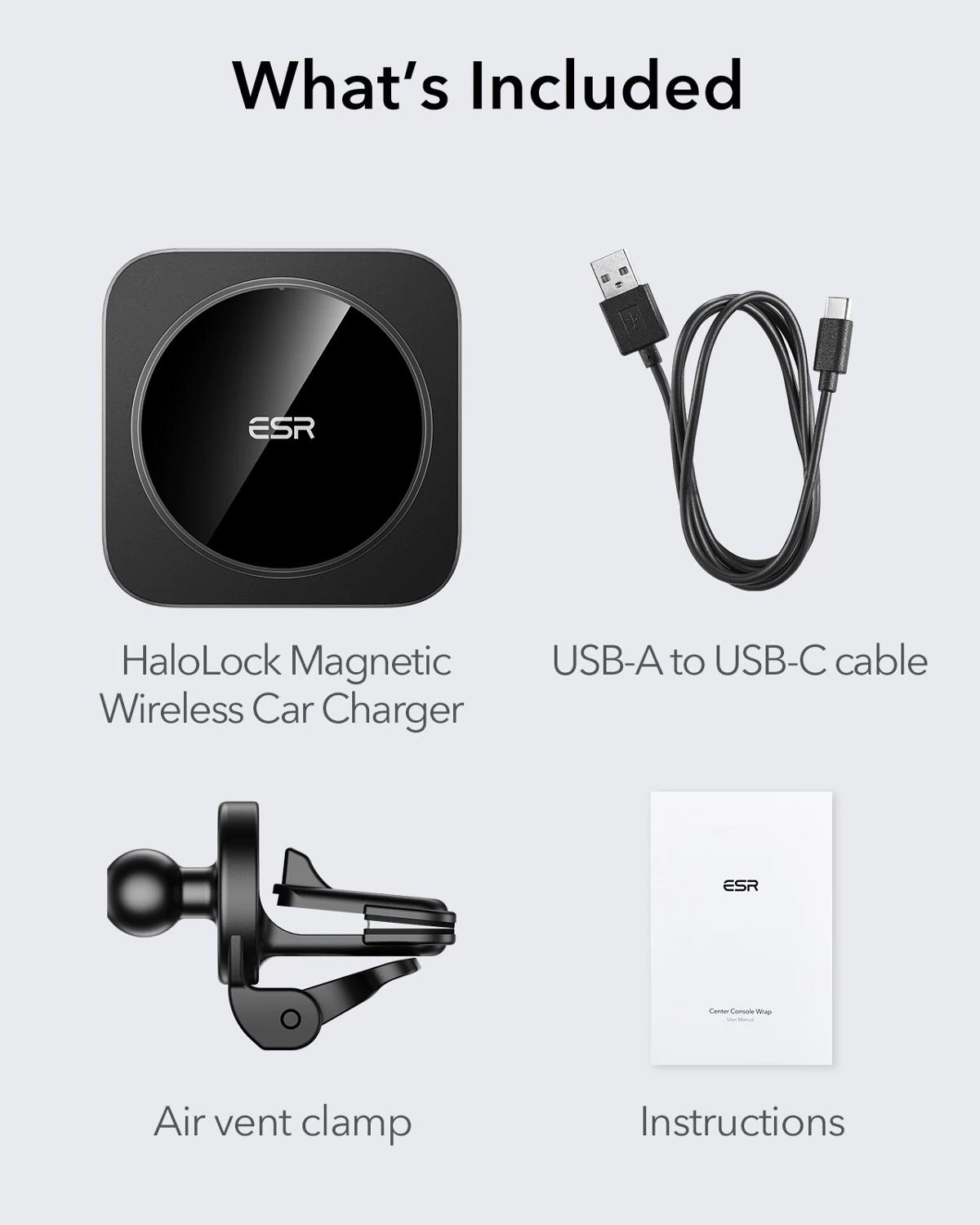 ESR HaloLock Magnetic Wireless Car Charger Mount for iPhone 12 Pro Max Fast Charging Wireless Charger Car Phone Holder
