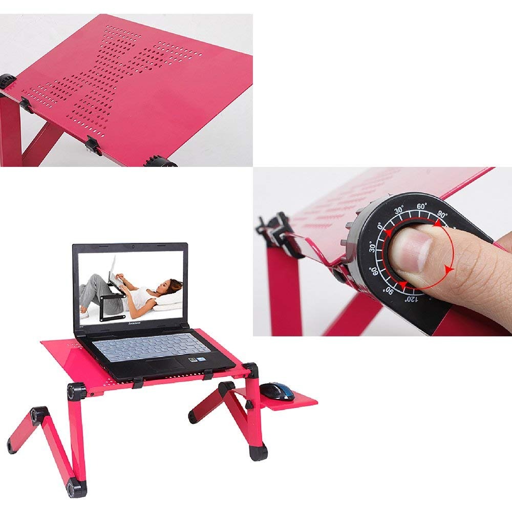 Laptop Table Stand With Adjustable Folding Ergonomic Design Stand Notebook Desk For Ultrabook, Netbook Or Tablet With Mouse Pad