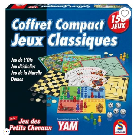 SCHMIDT - Coffret 150 jeux de société - Boîte de jeux pour tous les âges au format compact