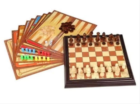 Coffret multijeux - Jeux d'échecs 12 en 1 - pièces en bois
