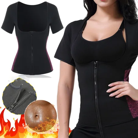 Sweat Sauna Suit Body Shaper Women Shirt Thermo Neoprene Trainer Sliming Waist Belt Tracksuit - XL