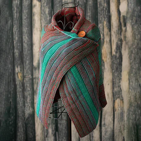 Women's Multicolor Stripes Round Neck Scarves & Shawls - M Orange