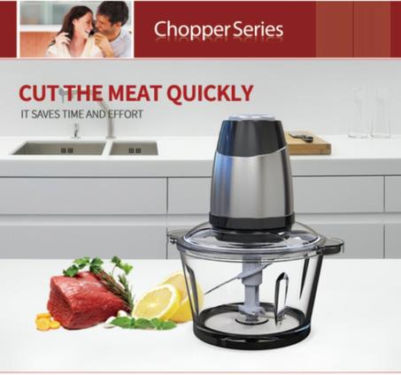 hachoir multi-fonctions bol en verre مفرمة كهربائية مع وعاء من الزجاج بسعة 2 لتر وبقوة 250 واط بسرعتين متعددة الإستعمالات