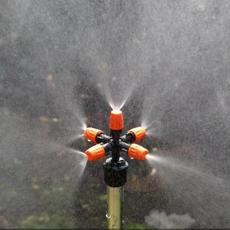 5 Head Adjustable Nozzles 360° Automatic Rotating Mist Spray Lawn Sprinkler Atomizer Garden Watering Accessory